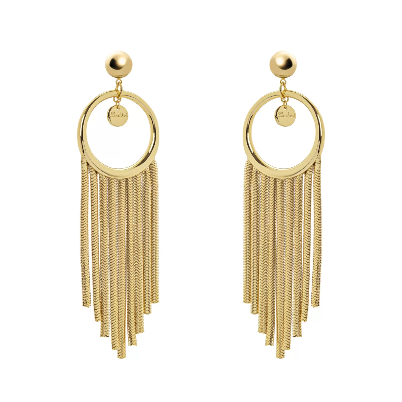 Boucles d'oreille à clip élégantes en cercle avec franges - Style Cléopâtre par Perno Sodini