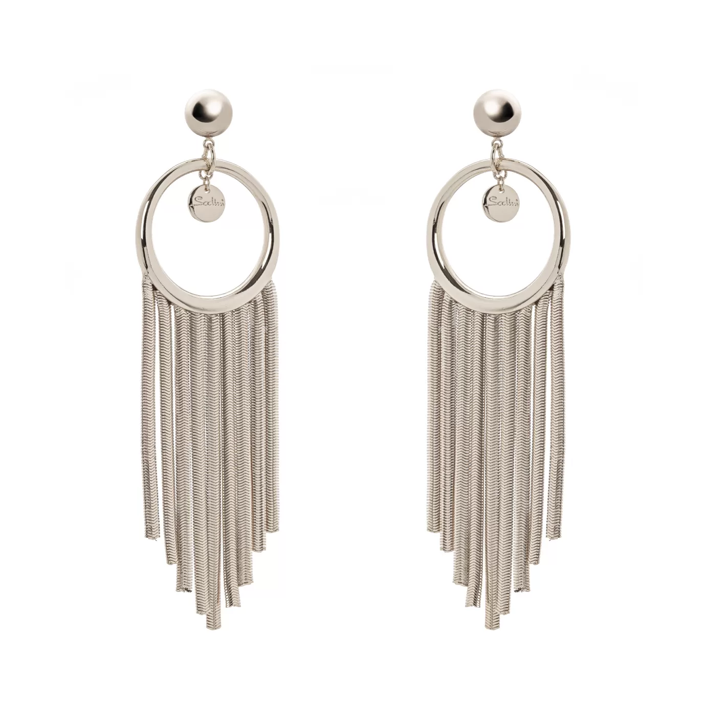 Boucles d'oreille à clip élégantes en cercle avec franges - Style Cléopâtre par Perno Sodini