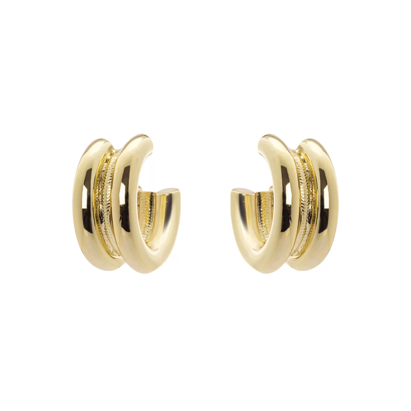 Boucles d'Oreille Double Cercle Dorées - Inspiration Reine Cléopâtre par Perno&Sodini