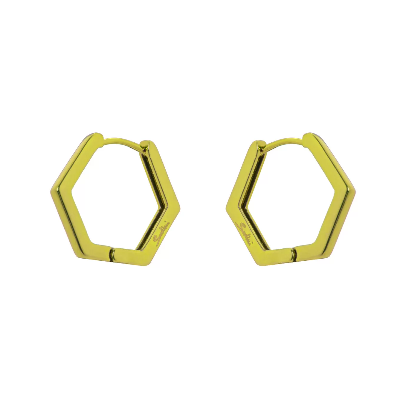 Boucles d'oreille hexagonal pixelisées Sodini - Design moderne avec insert métallique