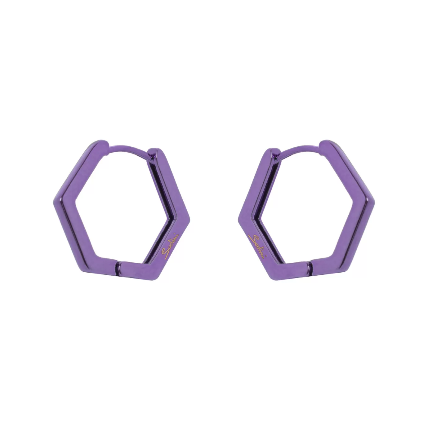 Boucles d'oreille hexagonal pixelisées Sodini - Design moderne avec insert métallique