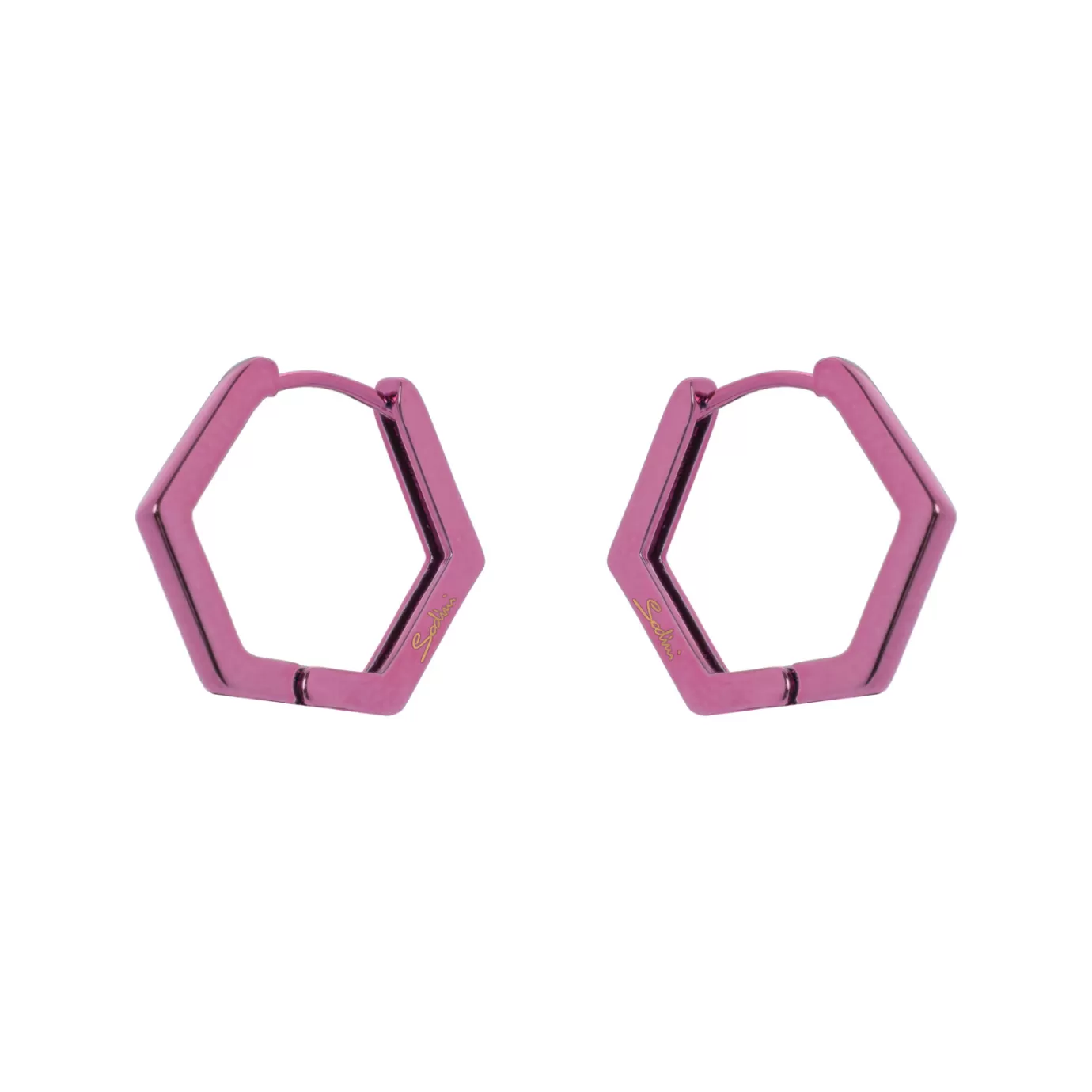 Boucles d'oreille hexagonal pixelisées Sodini - Design moderne avec insert métallique