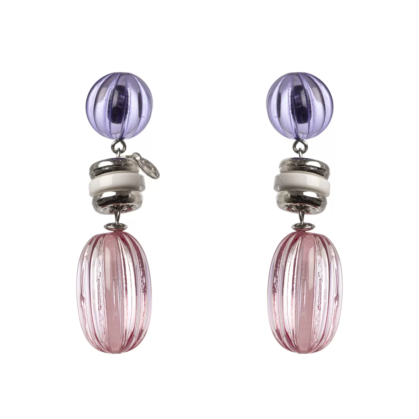 Boucles d'Oreilles Sodini - Perles Plissées et Motif Olive, Style Moderne