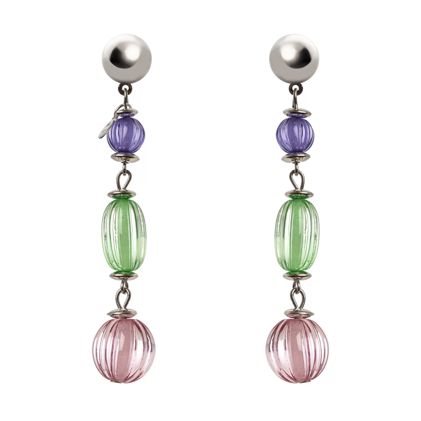 Boucles d'oreilles élégantes avec sphère fuselée et détails plissés - Collection Perno-Sodini