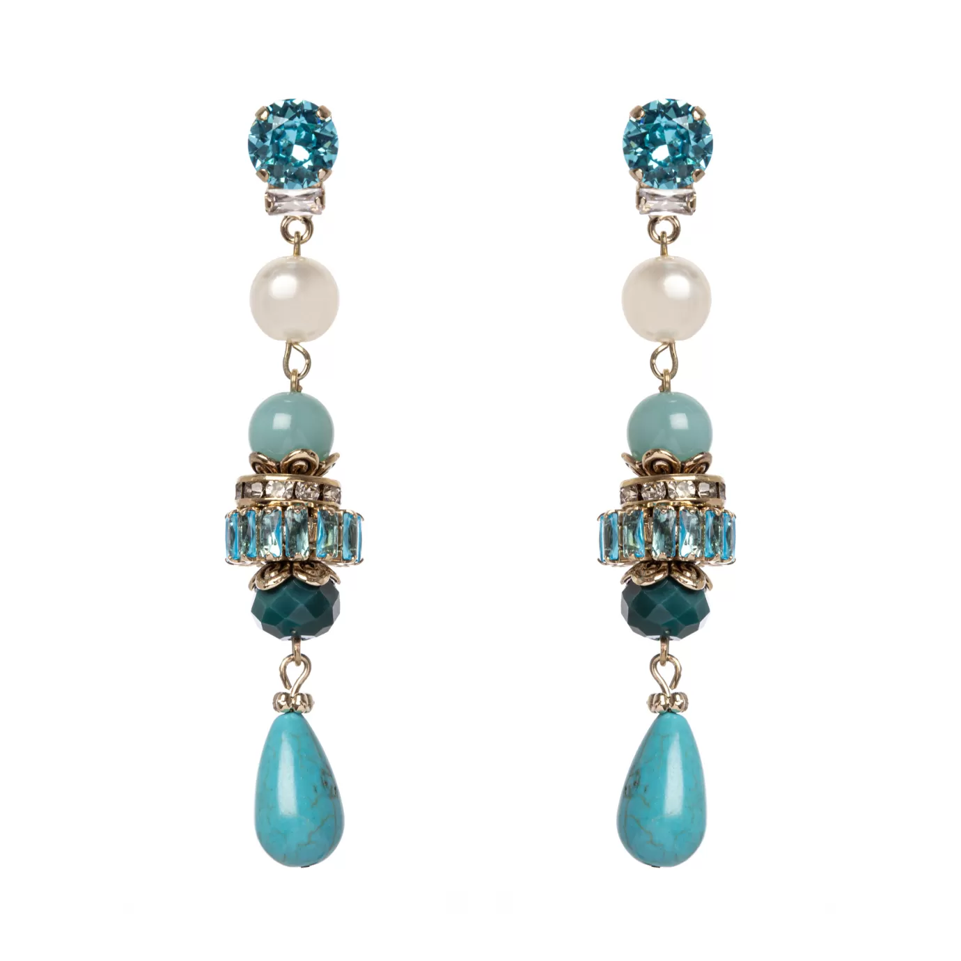Boucles d'oreilles élégantes à motifs cascade avec pendentifs en goutte cristalline - Collection Essenza