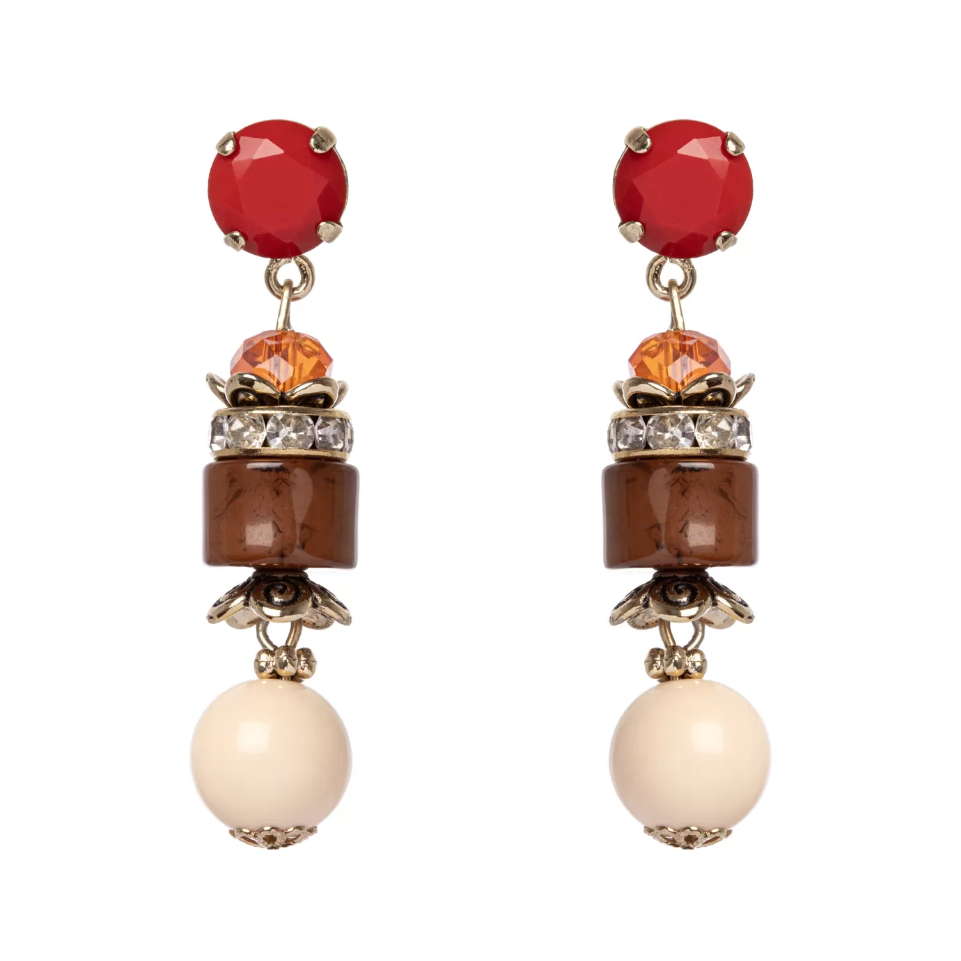 Boucles d'oreilles Perno & Sodini - Design cascade avec des cristaux étincelants, élégance intemporelle