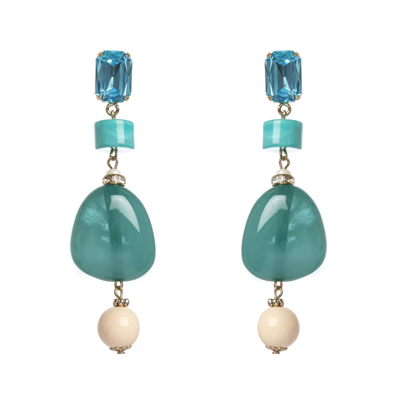 Boucles d'oreille élégantes Perno & Sodini - Pierre minérale polie et design intemporel