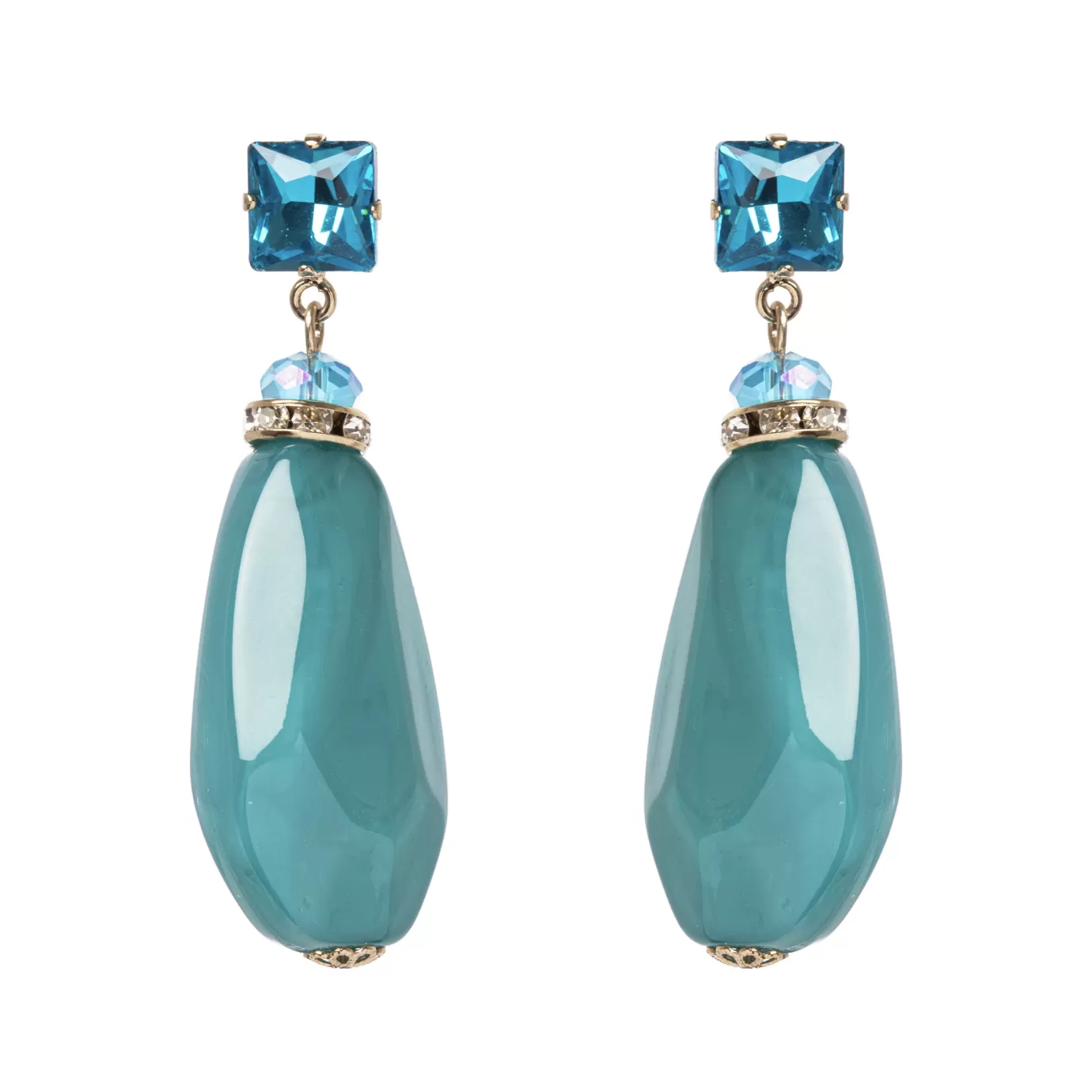 Boucles d'oreilles fantaisie PerNo-Sodini - Pierre précieuse facettée rayonnante avec détail raffiné