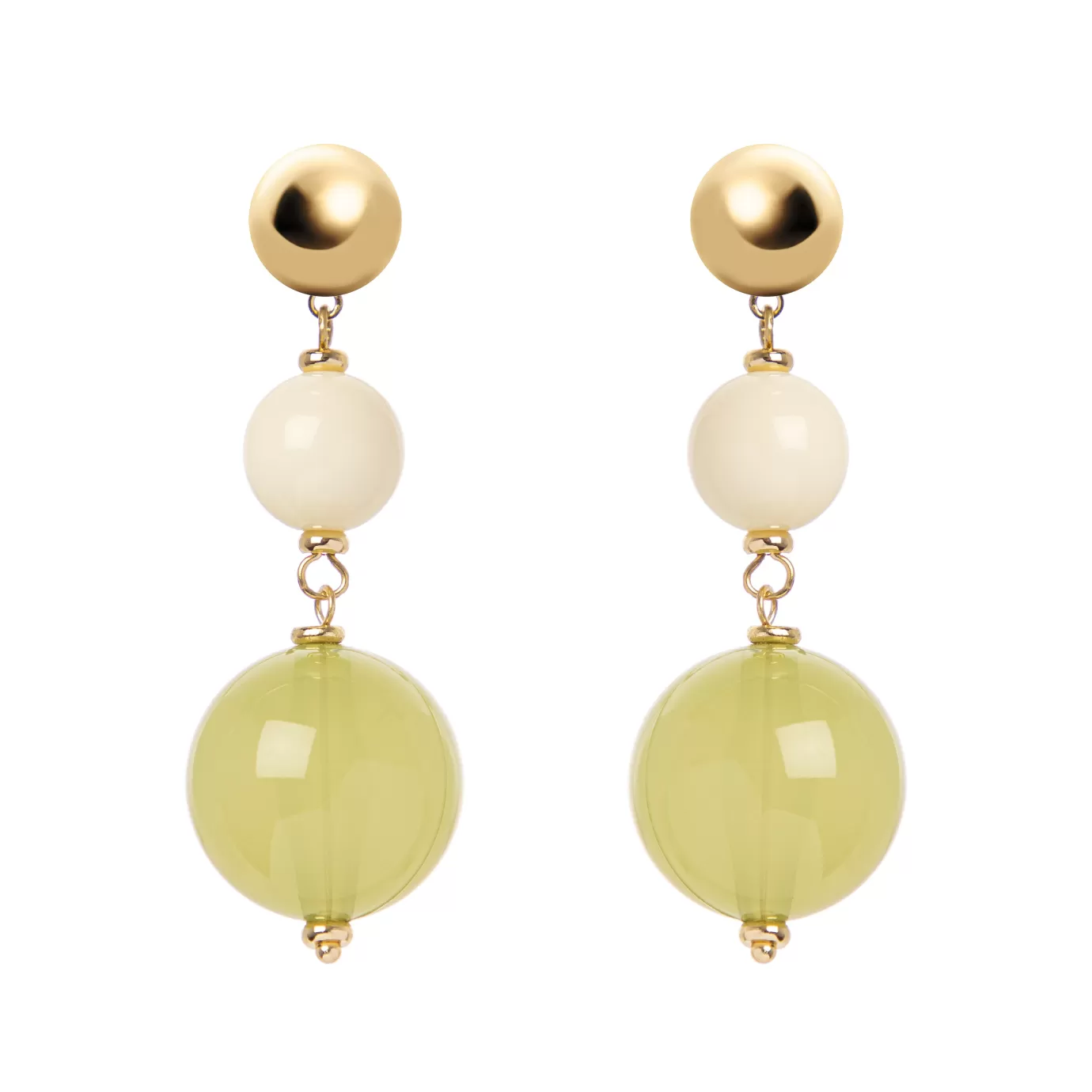 Boucles d'oreilles élégantes à double sphère suspendue - Design intemporel Perno Sodini | Collection Bloom Printanier