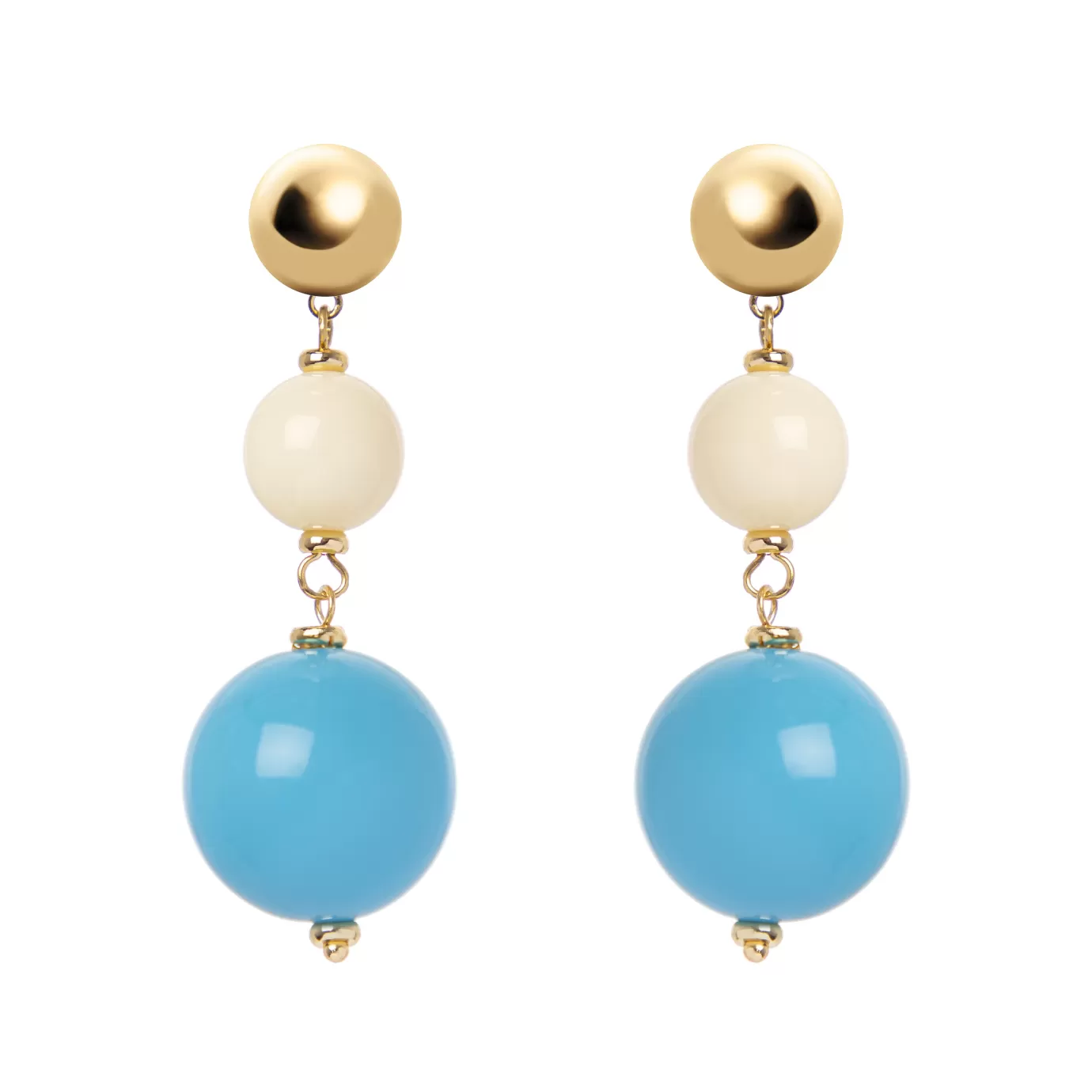 Boucles d'oreilles élégantes à double sphère suspendue - Design intemporel Perno Sodini | Collection Bloom Printanier