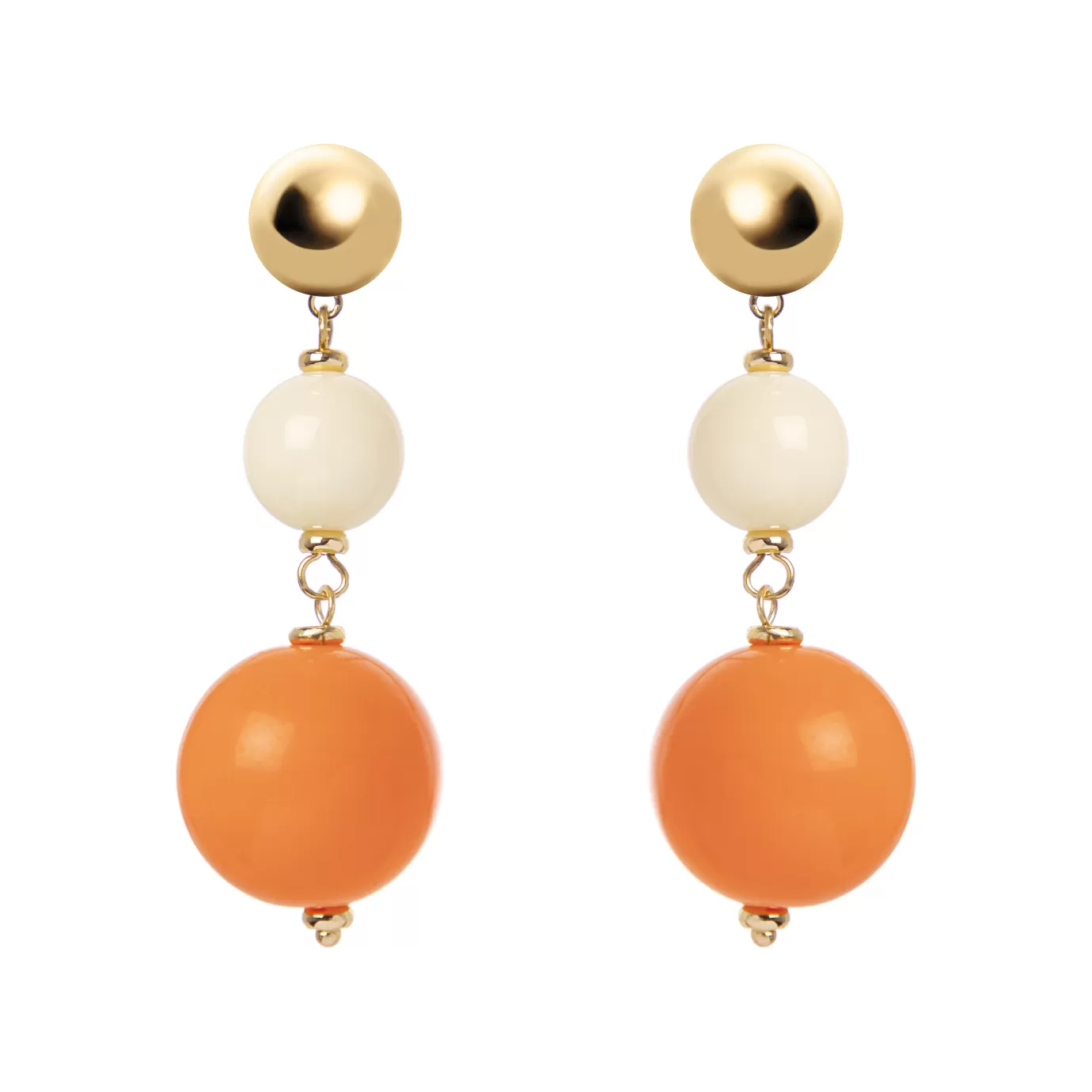 Boucles d'oreilles élégantes à double sphère suspendue - Design intemporel Perno Sodini | Collection Bloom Printanier