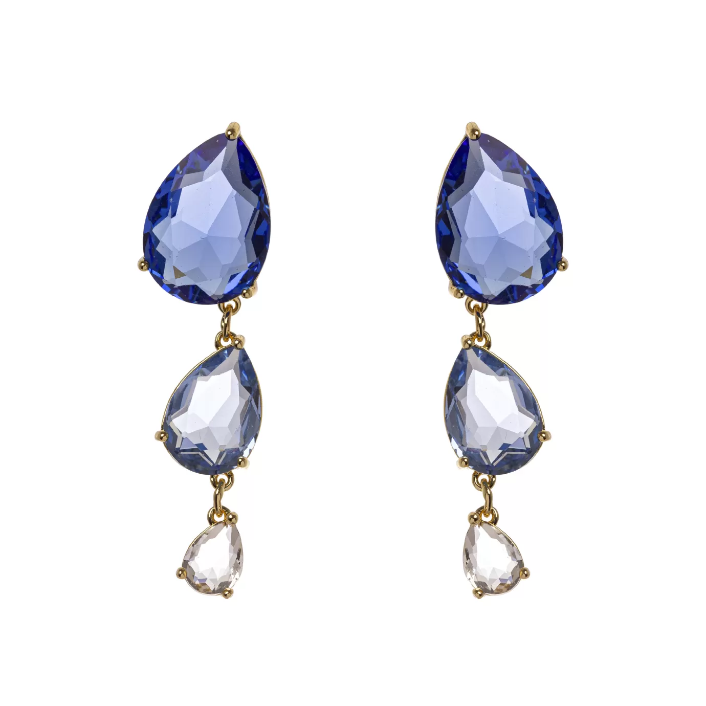 Boucles d'oreilles élégantes Perno-Sodini à triple cristaux éclatants avec design en cascade inspiré des lustres anciens