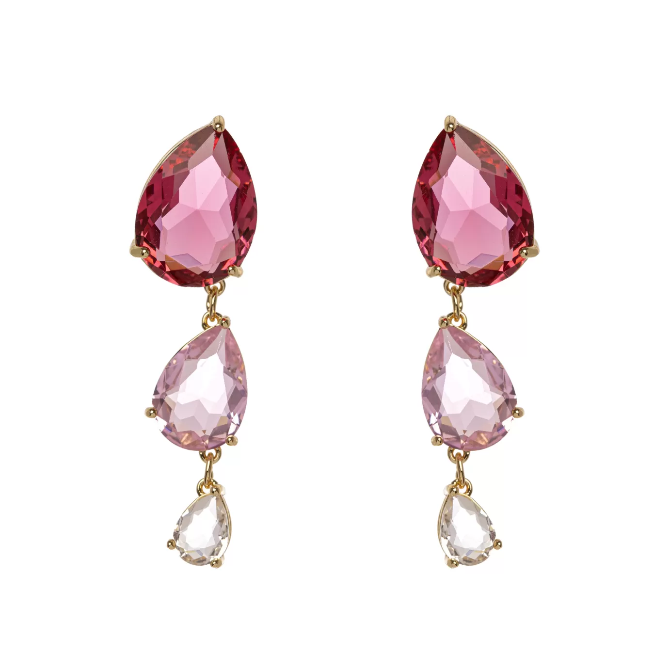 Boucles d'oreilles élégantes Perno-Sodini à triple cristaux éclatants avec design en cascade inspiré des lustres anciens