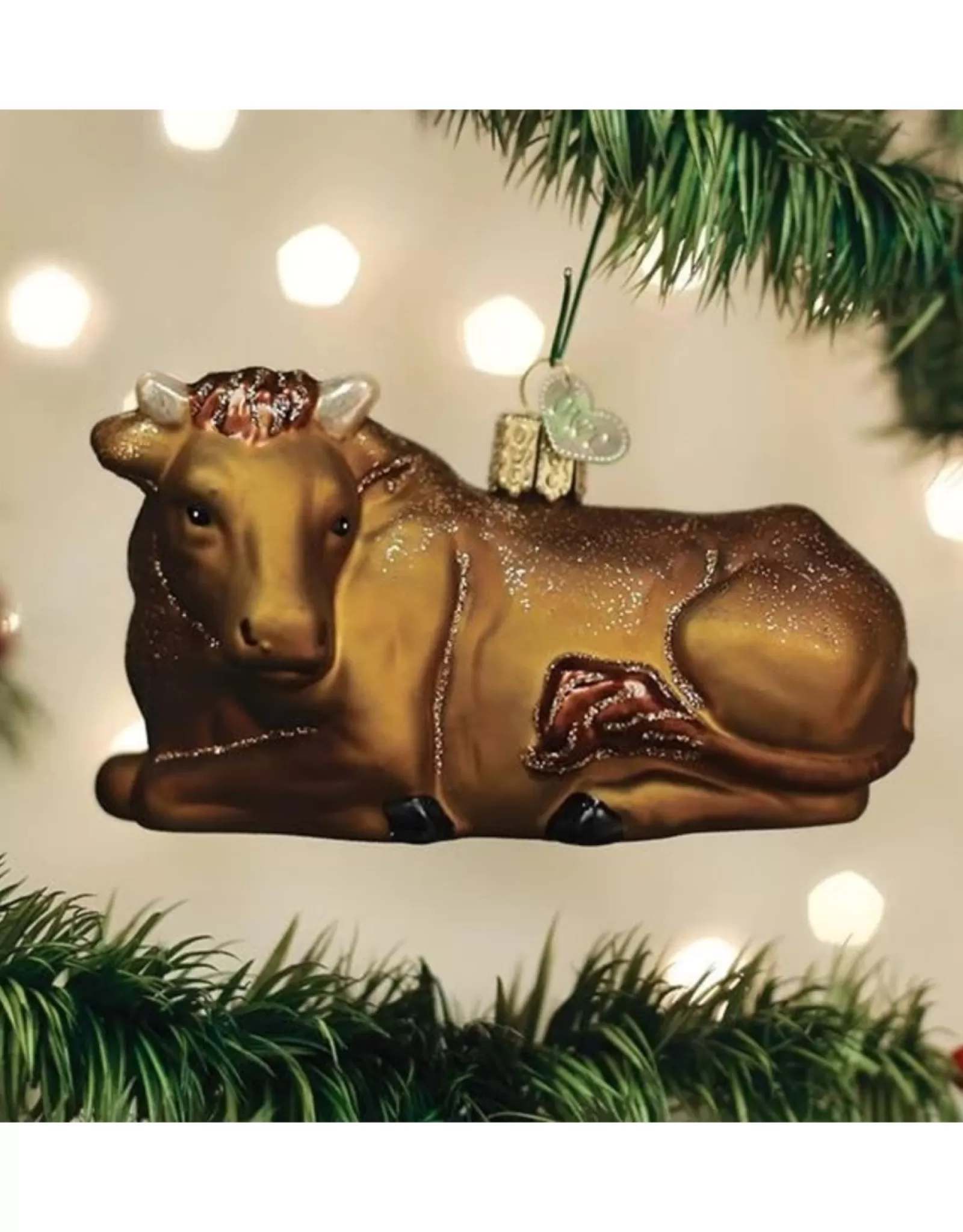 Décoration de Noël Vintage - Bœuf Élégant en Suspension Festive (Édition 2023)