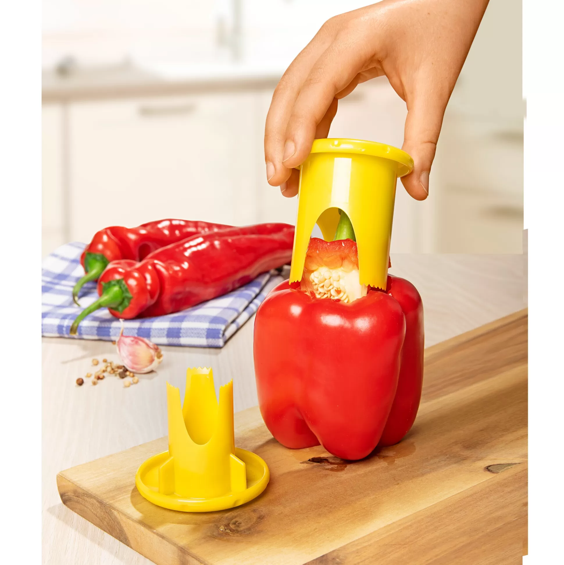 Génialo Duo Magique : Dénoyauteur de Poivrons Professionnel en 2 Tailles - Accessoire Cuisine Malin