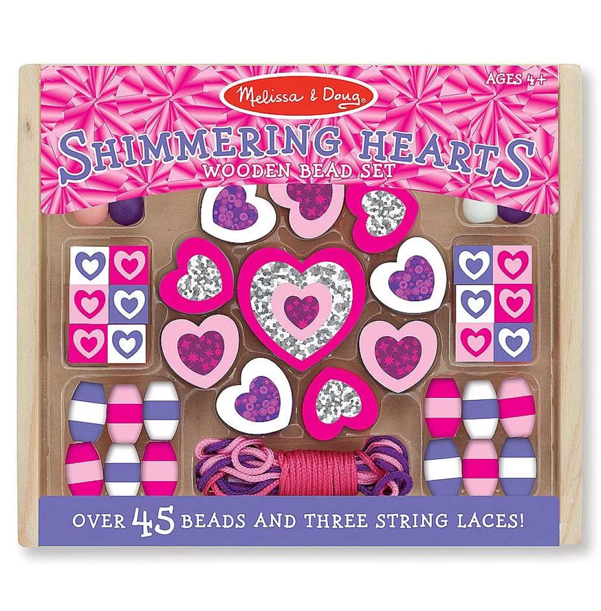 Perles Créatives en Bois Massif Melissa & Doug - Kit Urs Tincelants pour Arts Plastiques Enfants (Promotion Exclusive)