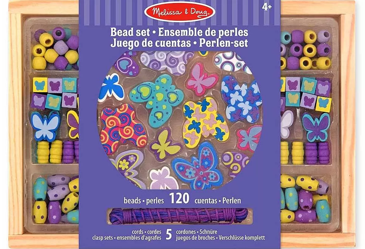 Perles Créatives en Bois Melissa & Doug - Kit Papillons Colorés pour Enfants (Activité Manuelle Ludique)
