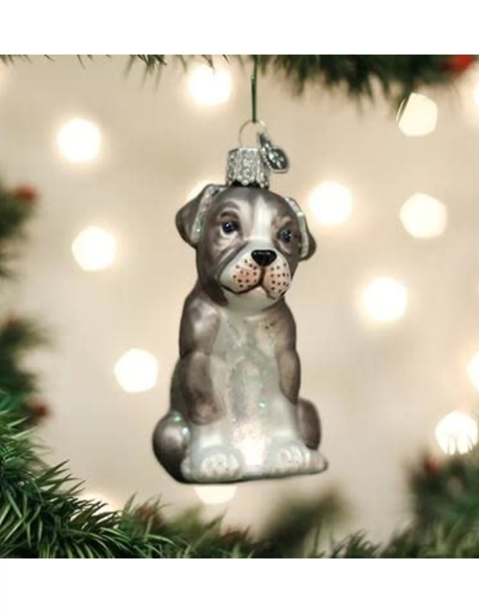 Décoration de Noël Authentique - Bébé Pitbull Mignon en Boule à Neige