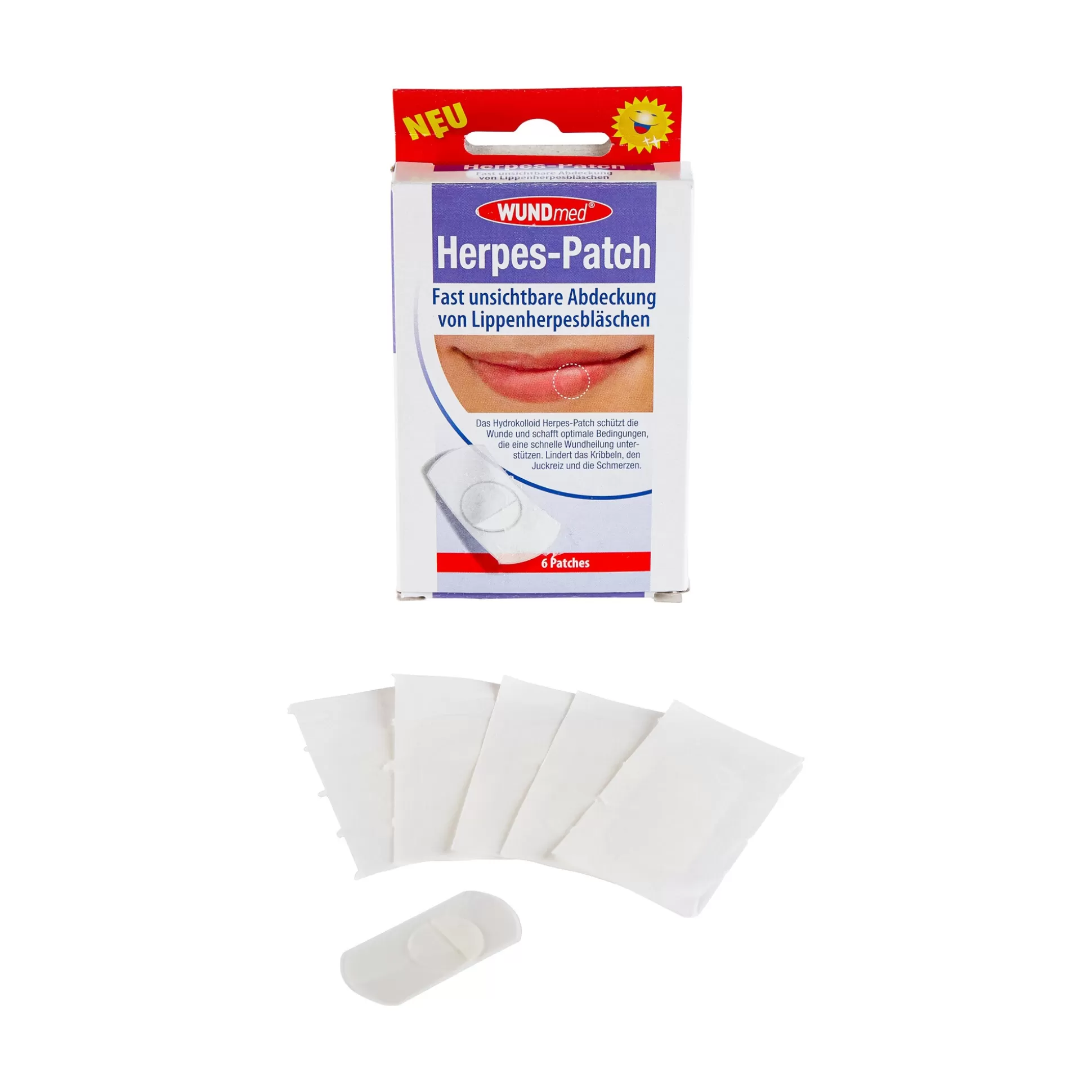 Pansements discrets WUNDMED spécialisés contre les boutons de fièvre - Boîte de 6 unités