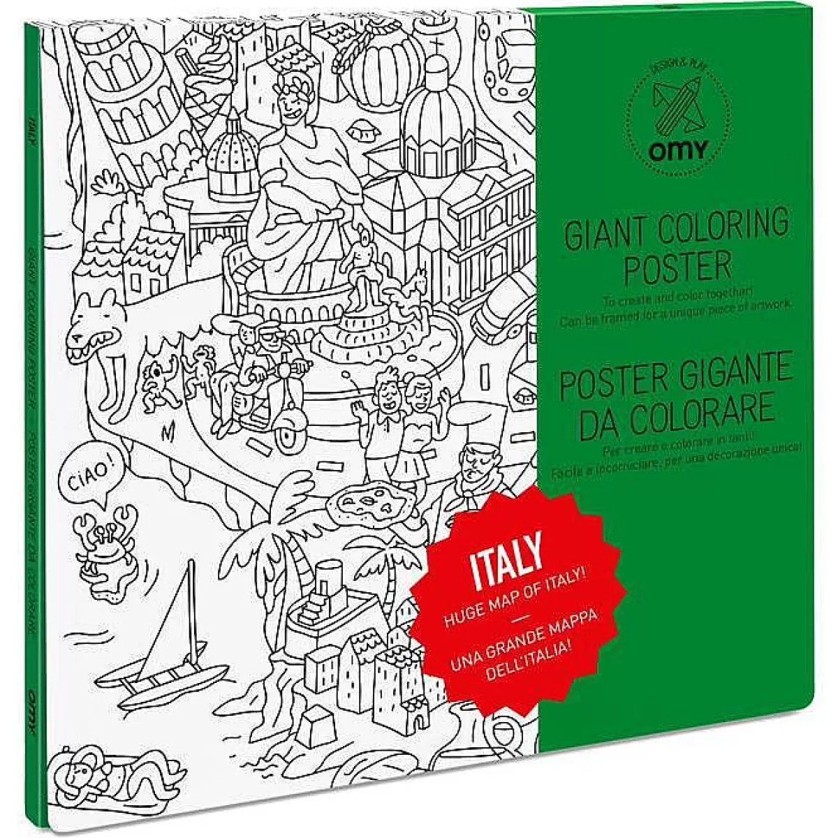 Poster à Colorier Créatif - Découverte de l'Italie - Loisir Économique pour Enfants