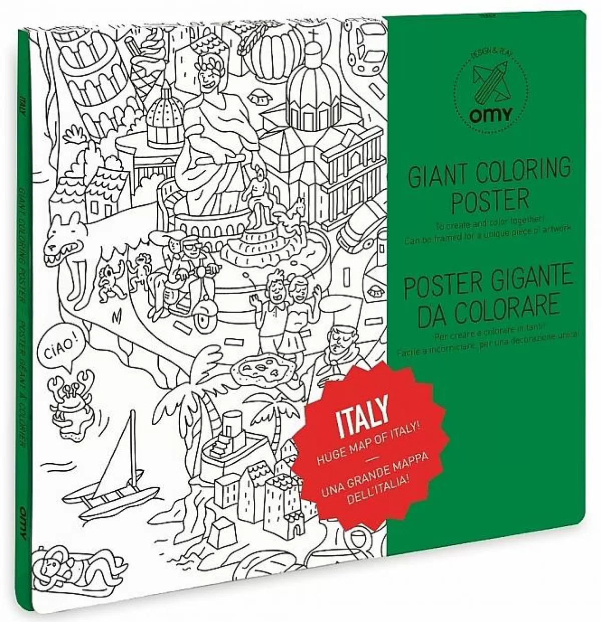 Poster à Colorier Créatif - Découverte de l'Italie - Loisir Économique pour Enfants
