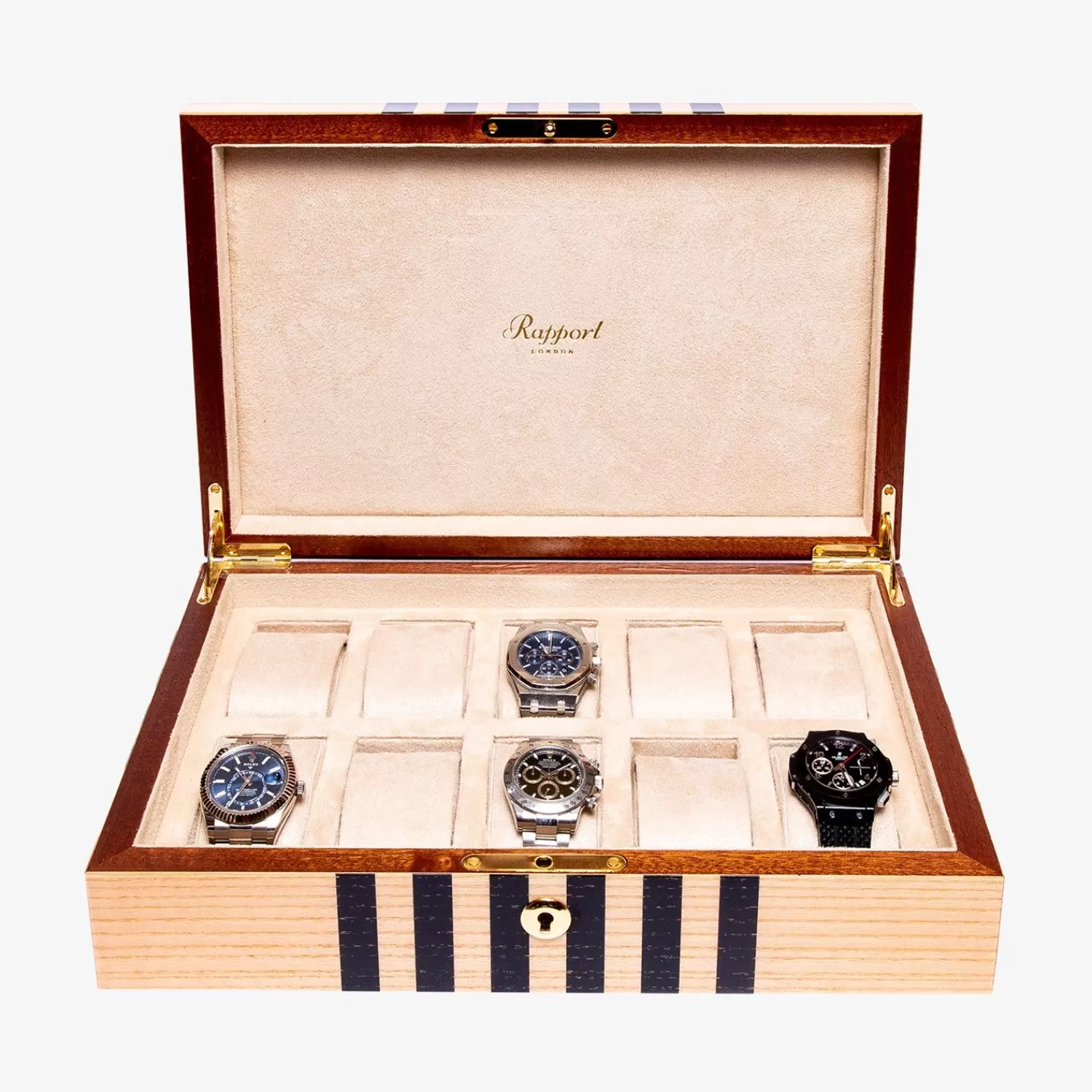 Écrin à montres Labyrinth Alkemistry - Boîtier premium pour 10 montres, finition taupe élégante