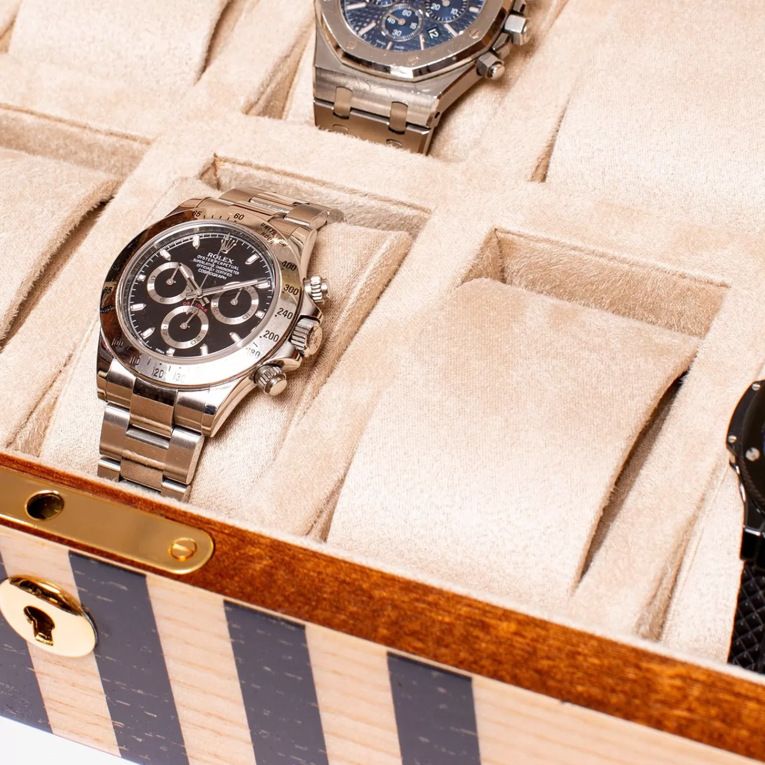 Écrin à montres Labyrinth Alkemistry - Boîtier premium pour 10 montres, finition taupe élégante