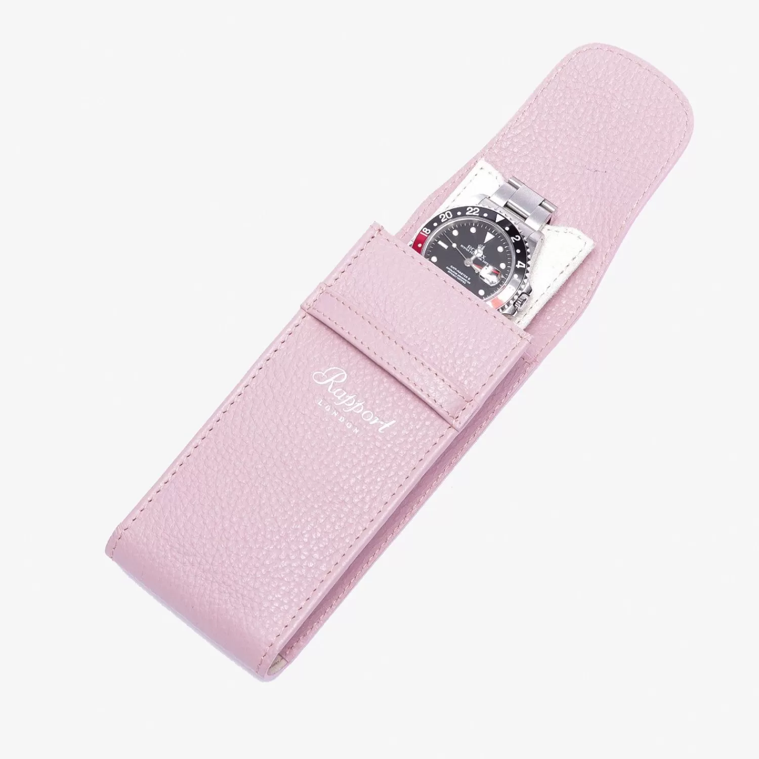 Étui voyage en cuir Portobello Alkemistry Rapport - Pochette élégante pour montre unique rose poudré