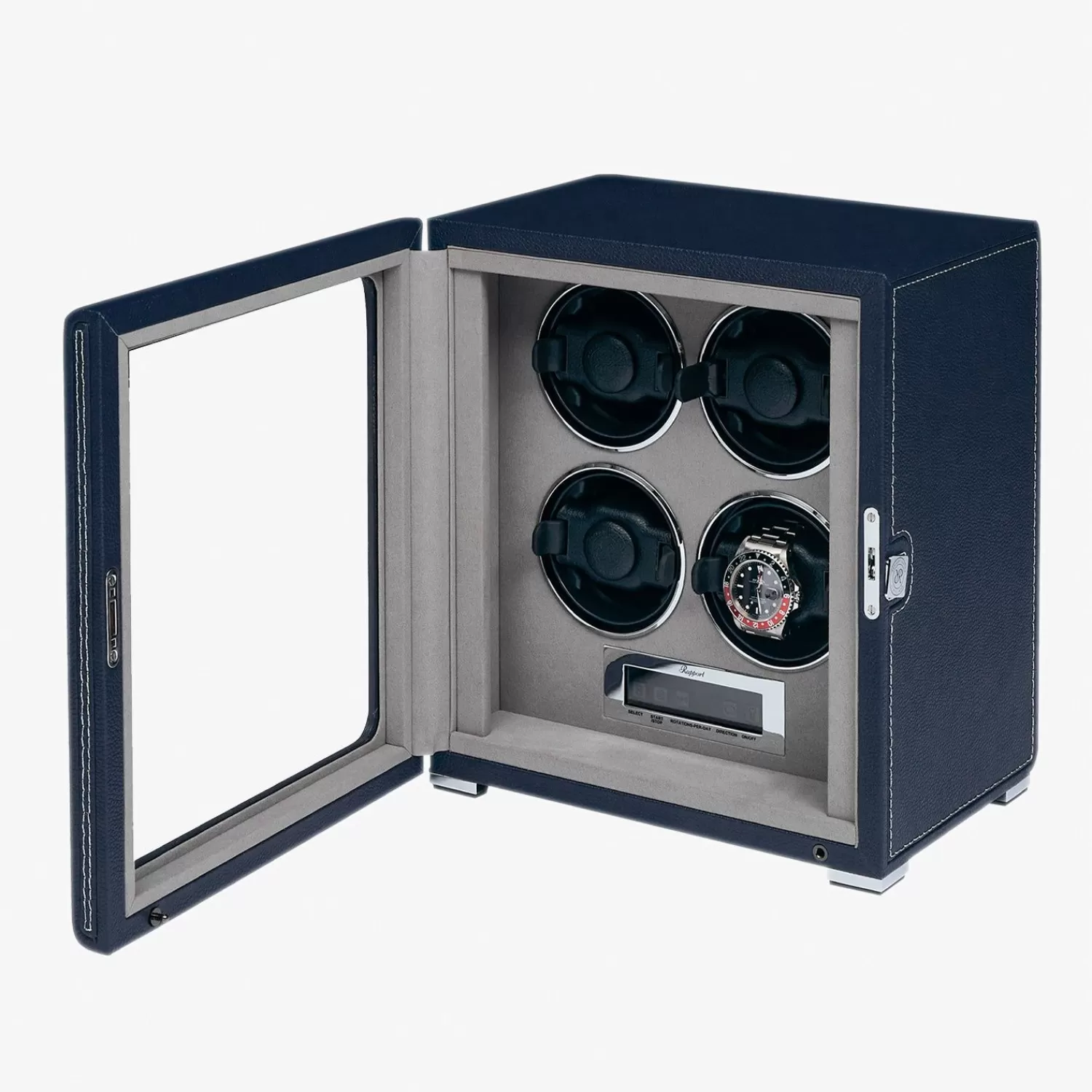 Nouveau Remonte-Montres Automatique Quantum Quad - Élégance Bleu Marine par Alkemistry & Rapport (Capacité 4 Montres)