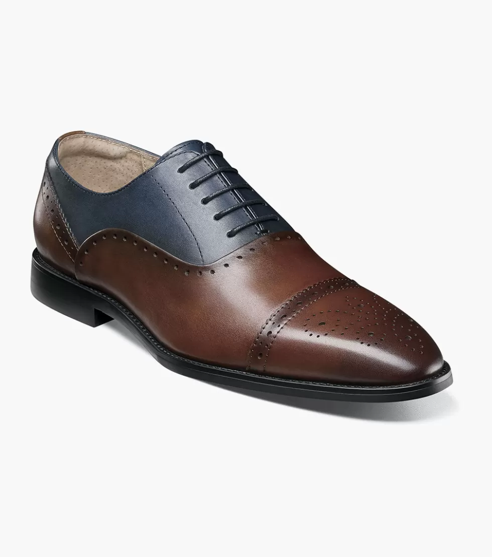 Stacy Adams - Chaussures Reynolds en Cuir Élégance Marron & Bleu Marine | Collection Automne-Hiver 2023