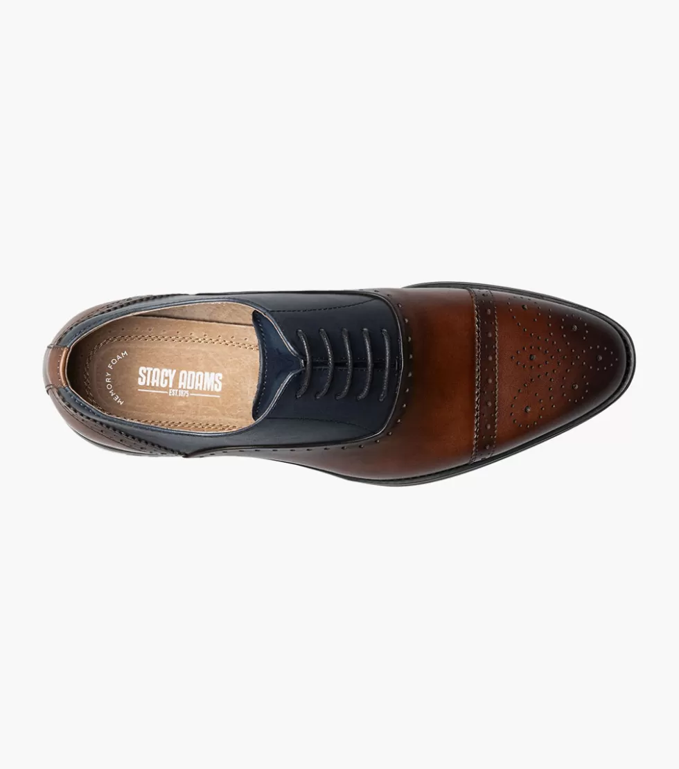 Stacy Adams - Chaussures Reynolds en Cuir Élégance Marron & Bleu Marine | Collection Automne-Hiver 2023