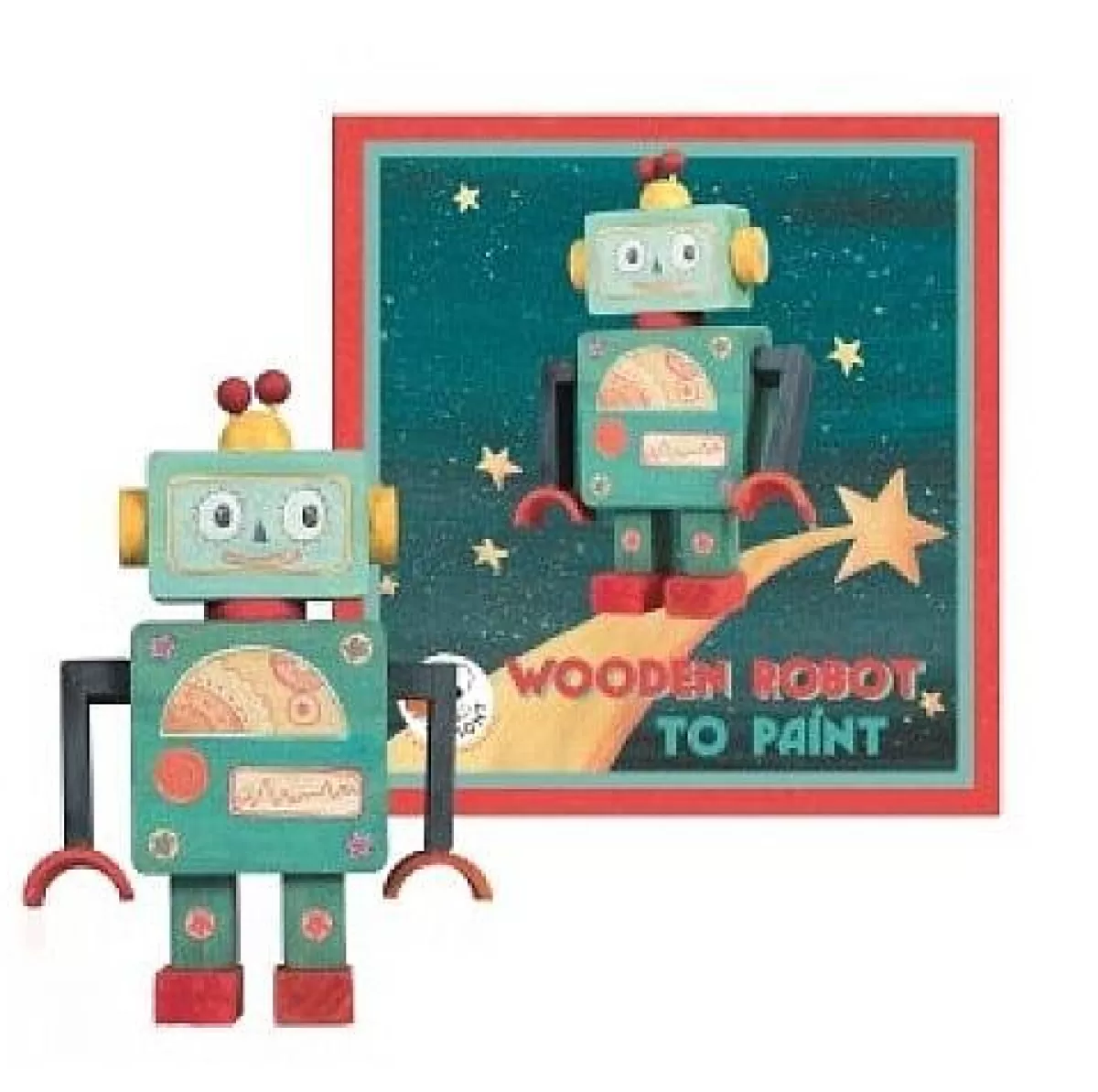 Robot Créatif Egmont en Bois à Peindre - Kit Artisanal Écologique pour Enfants (3 Ans et +) - Modèle Unique à Personnaliser - Jouet Éducatif en Hêtre Naturel Fabriqué en France