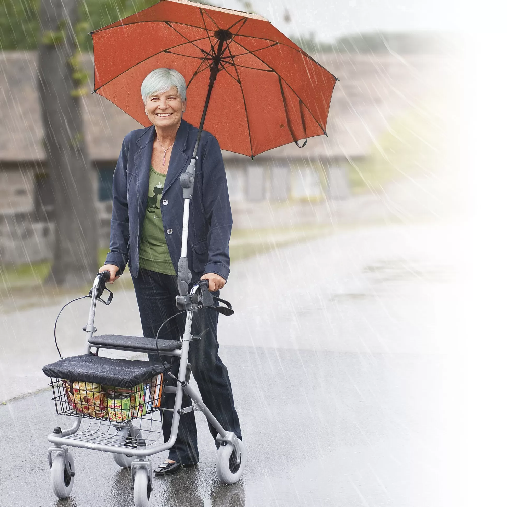 Déambulateur pliable avec parapluie intégré - Modèle Rouge Élégant par Rolko Kohlgrüber