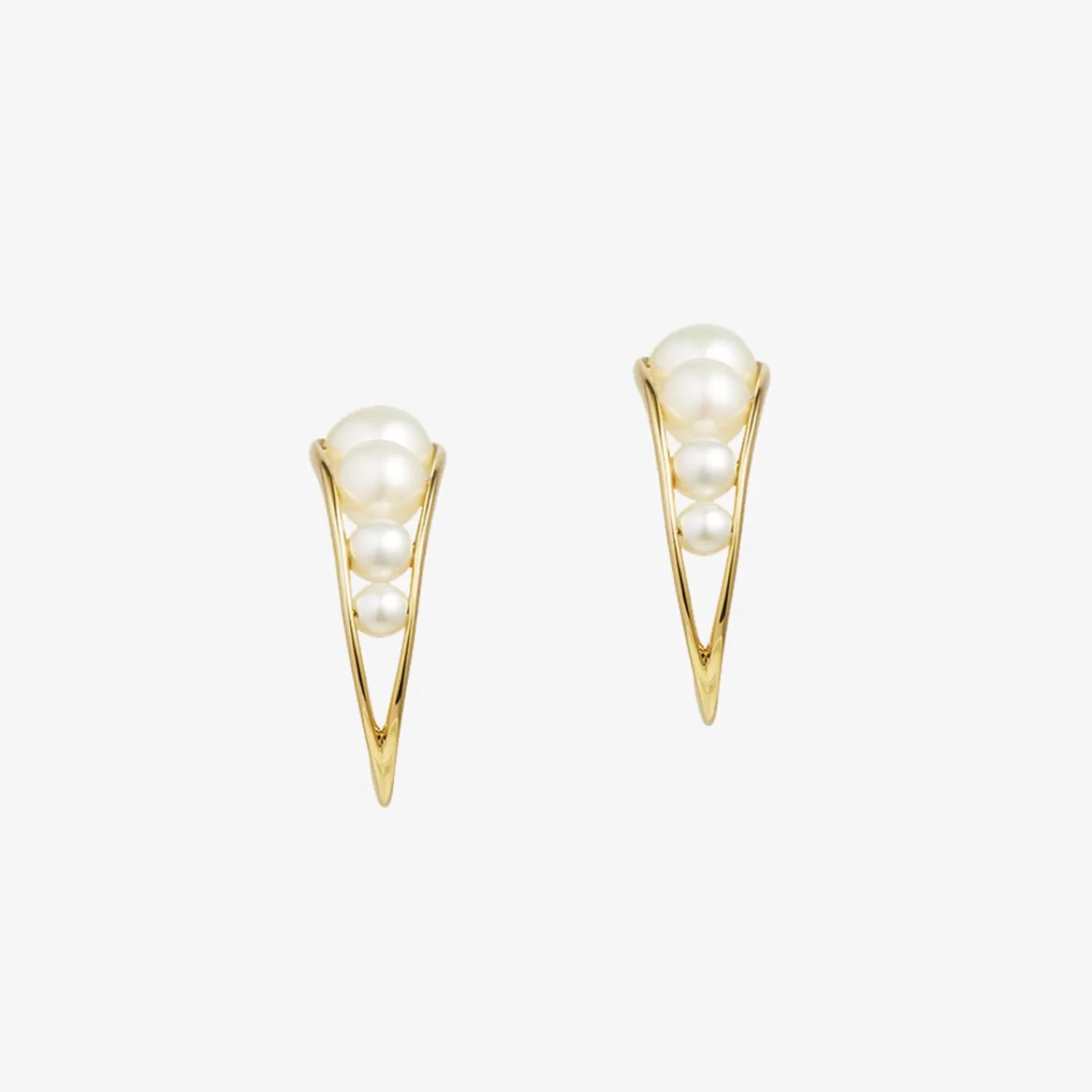 Boucles d'oreilles Alkemistry Ruifier en or jaune 18 carats - Gouttes de rosée matinale avec 8 perles nacrées (Paire) - Promotion exclusive