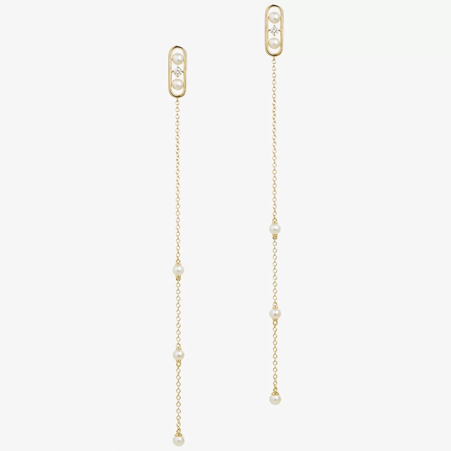 Boucles d'oreilles pendantes ALKEMISTRY Ruifier - Or jaune 18 carats avec perle nacrée rosée et diamants serti, création lumineuse pour élégance quotidienne.
