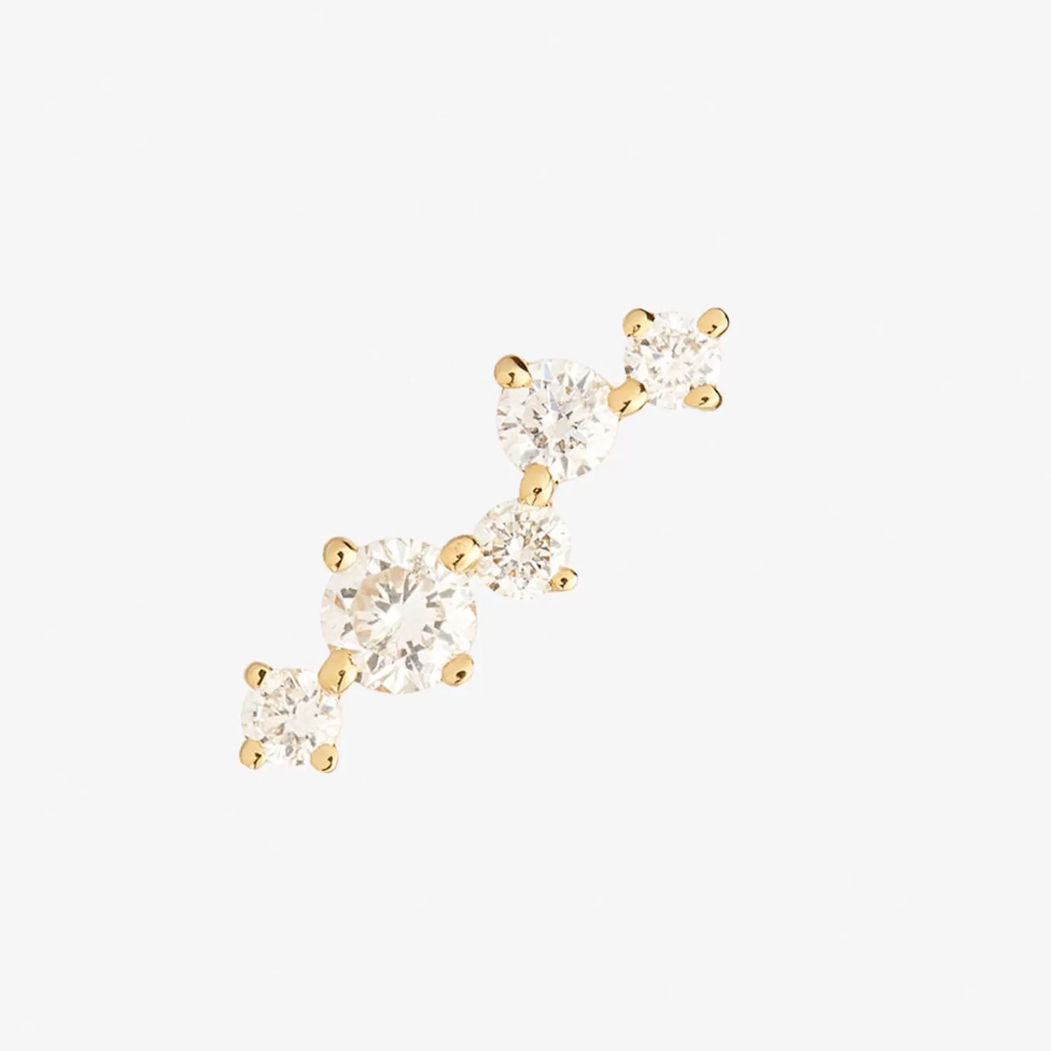 Élégants clous d'oreilles en or jaune 18 carats serti de 5 diamants scintillants - Modèle Scintilla Alpha Ray - Alkemistry Ruifier - Prix doux pour pièce unique 

(Pour celles qui aiment l'audace discrète : des créations joaillières raffinées à porter au quotidien)