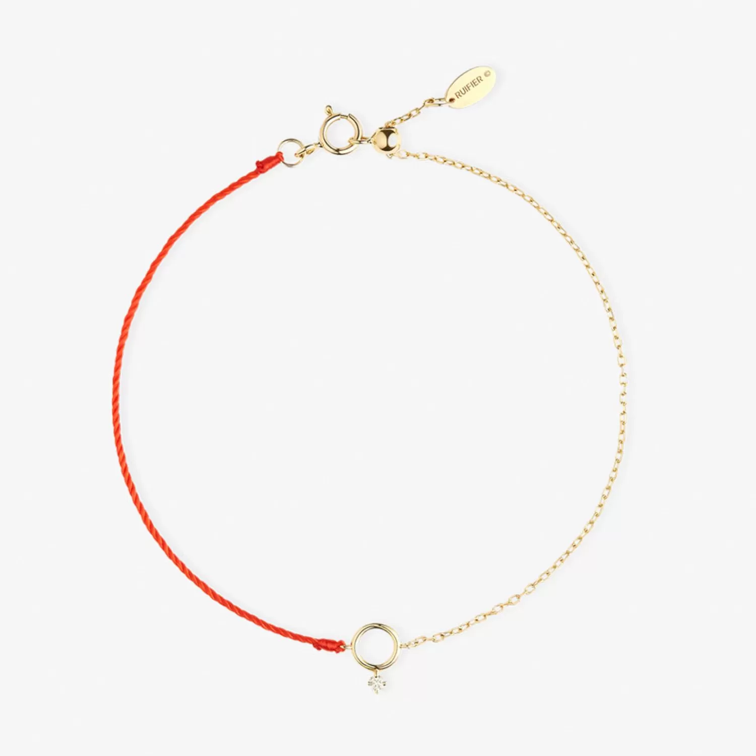 Bracelet Alkemistry Ruifier en or jaune 18 carats - Chaîne scintillante Polaris ornée d'un orbe étincelant, pièce unique de joaillerie contemporaine