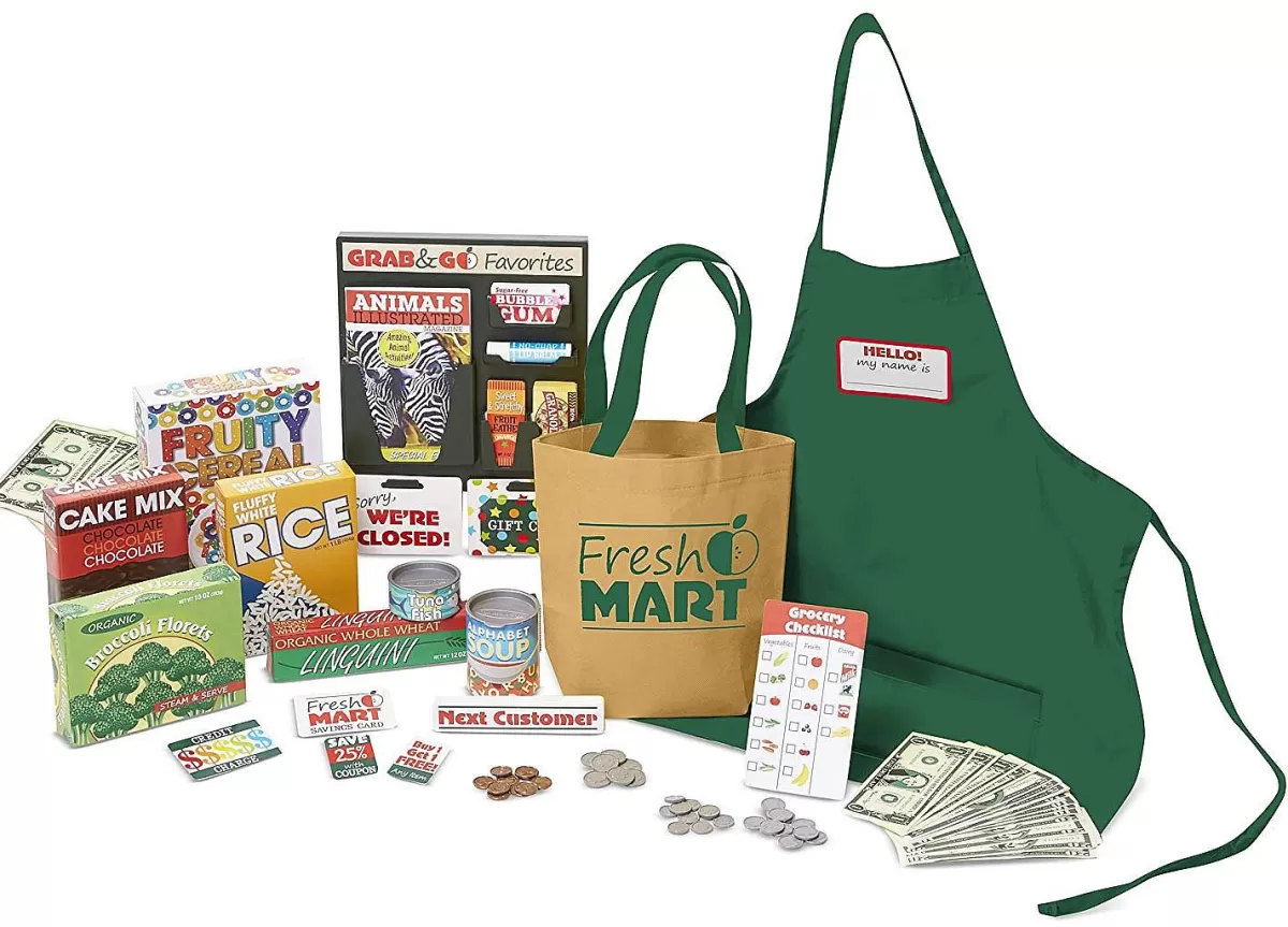 Melissa & Doug - Ensemble Épicerie Éducatif en Bois pour Enfants - Jeu Complet avec Accessoires (Prix Abordable)