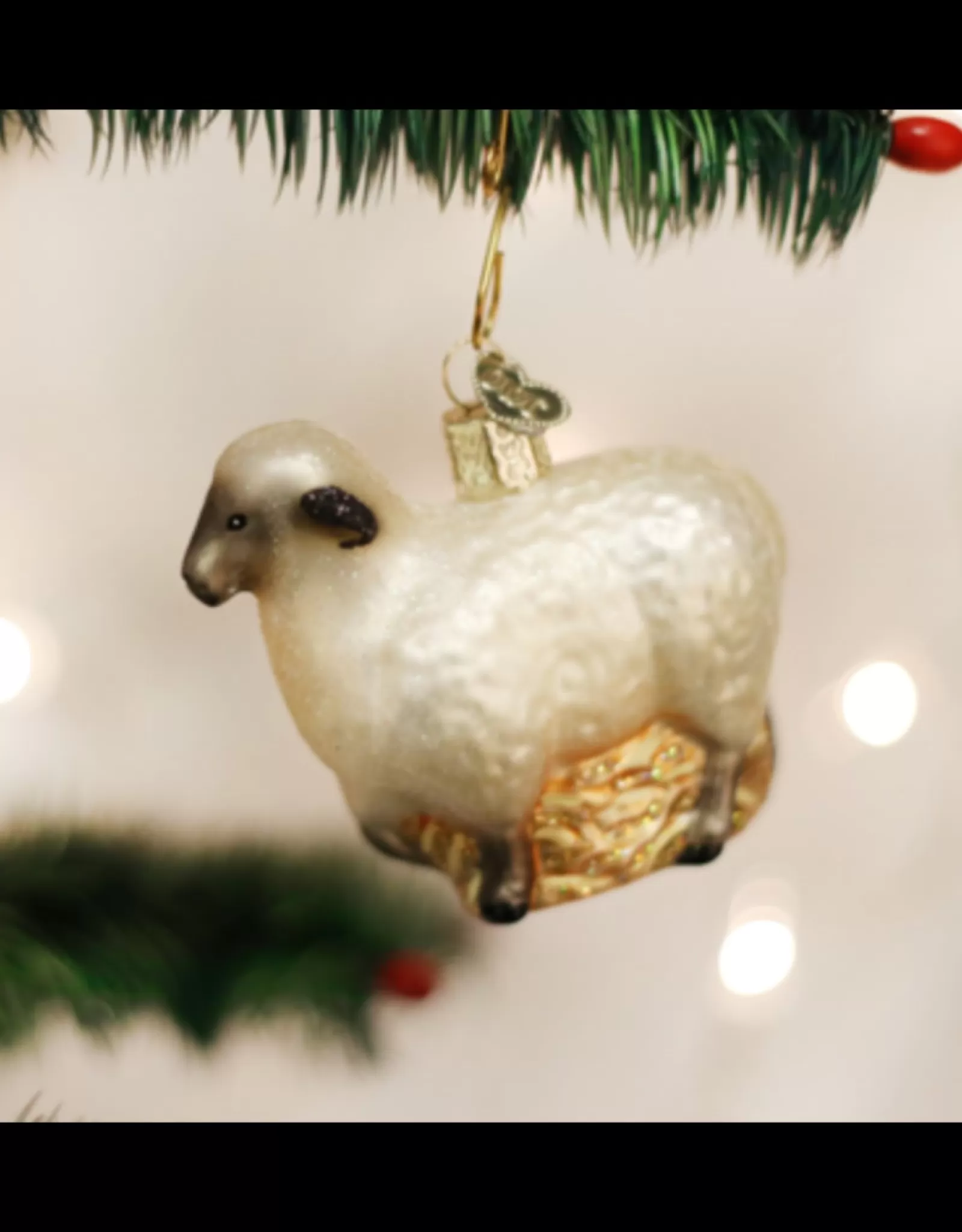 Décorations de Noël Old World - Suspension Brebis en Laine Artisanale, Mouton Douillet pour Arbre de Noël avec Charme Traditionnel