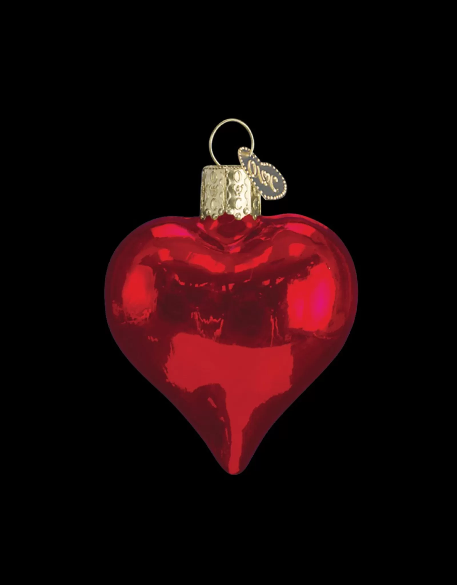 Cœur Rouge Éclatant - Décor de Noël Classique Old World en Verre Soufflé
