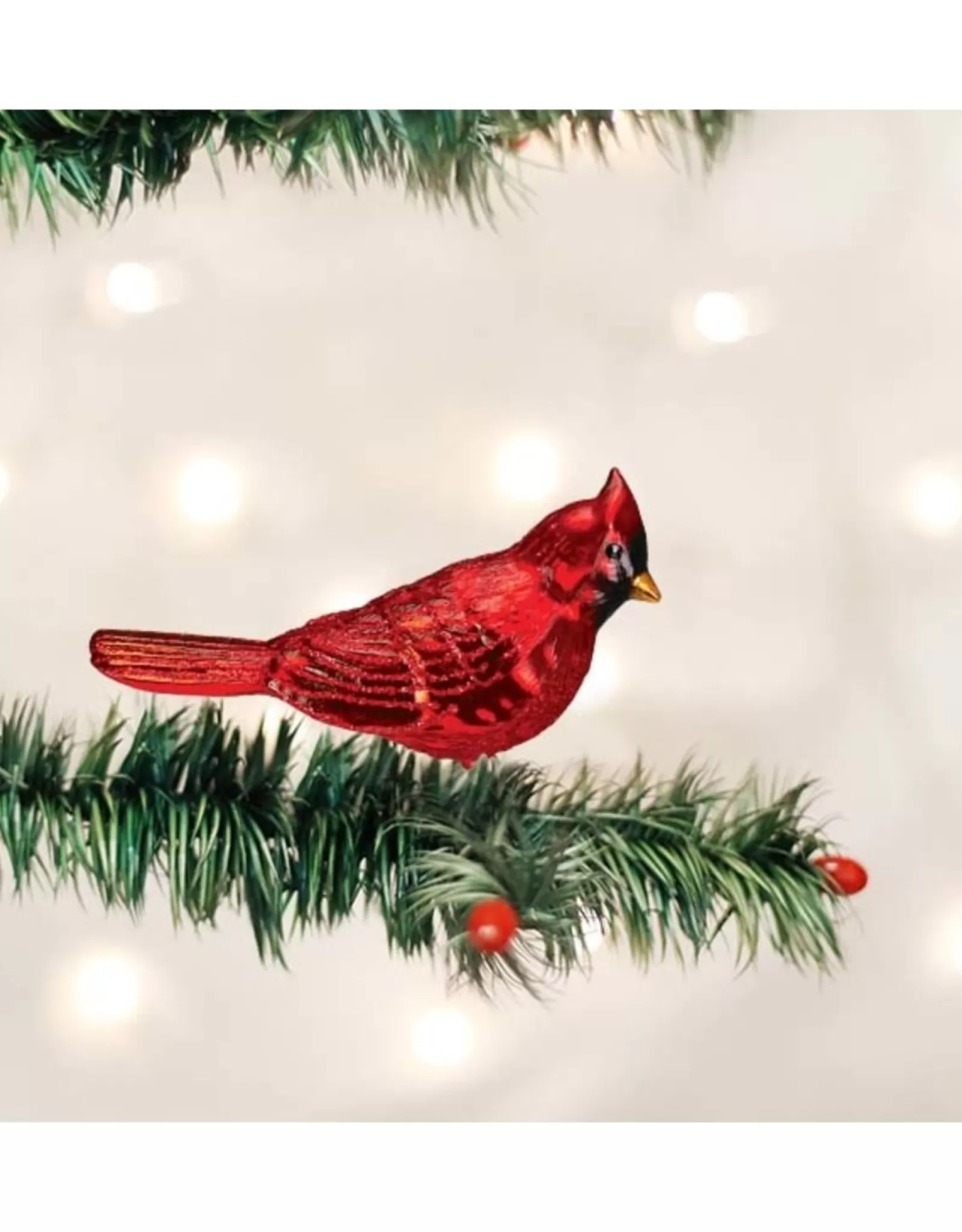 Ornement Pince à Branche - Cardinal Boréal Rouge Éclatant avec des Reflets Lumineux (Décor Festif Élégant par Old World Christmas)