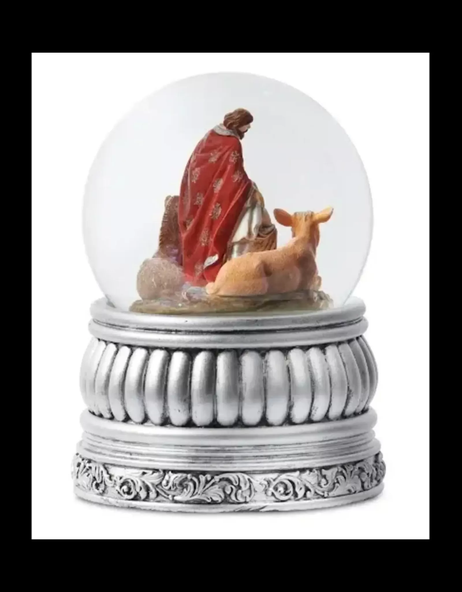 Boule à Neige Musicale « La Sainte Famille Éternelle » - Collection Romantique en Argent Brillant