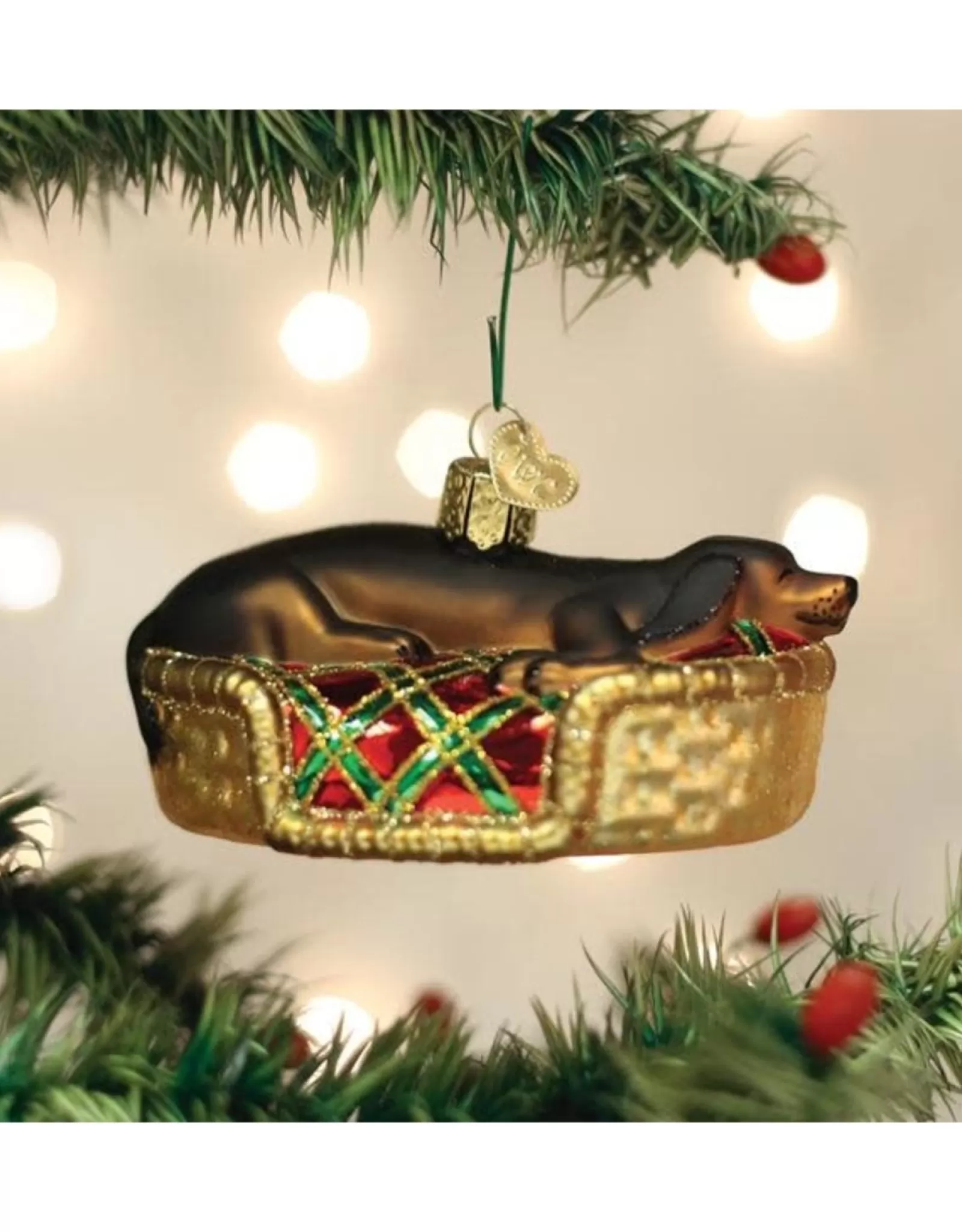 Old World Christmas - Décoration Nocturne « Teckel Rêveur » en Style Vintage