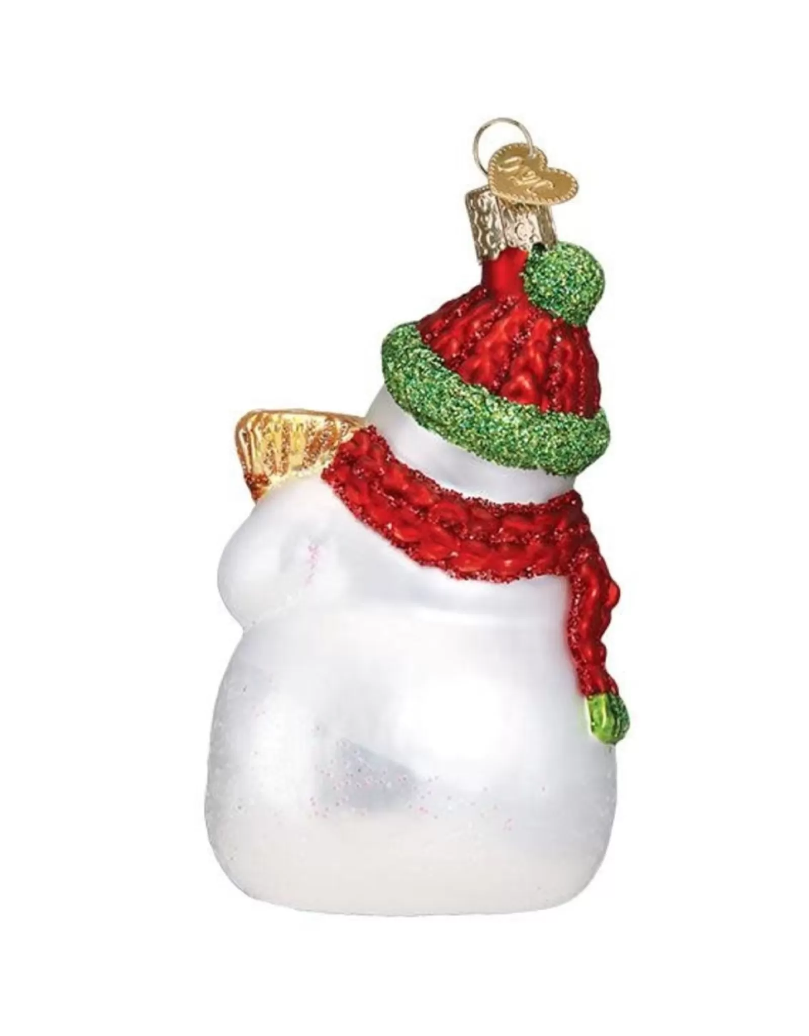 Boule de Noël Élégante - Bonhomme de Neige Balayant la Neige sous un Ciel Étoilé | Noël d'Antan