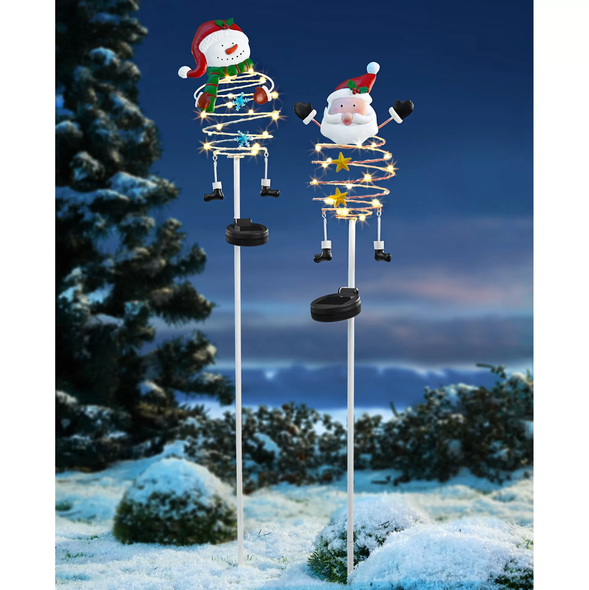 Père Noël Lumineux Solaire en Spirale - Décoration Festive de Jardin par Viva Domo