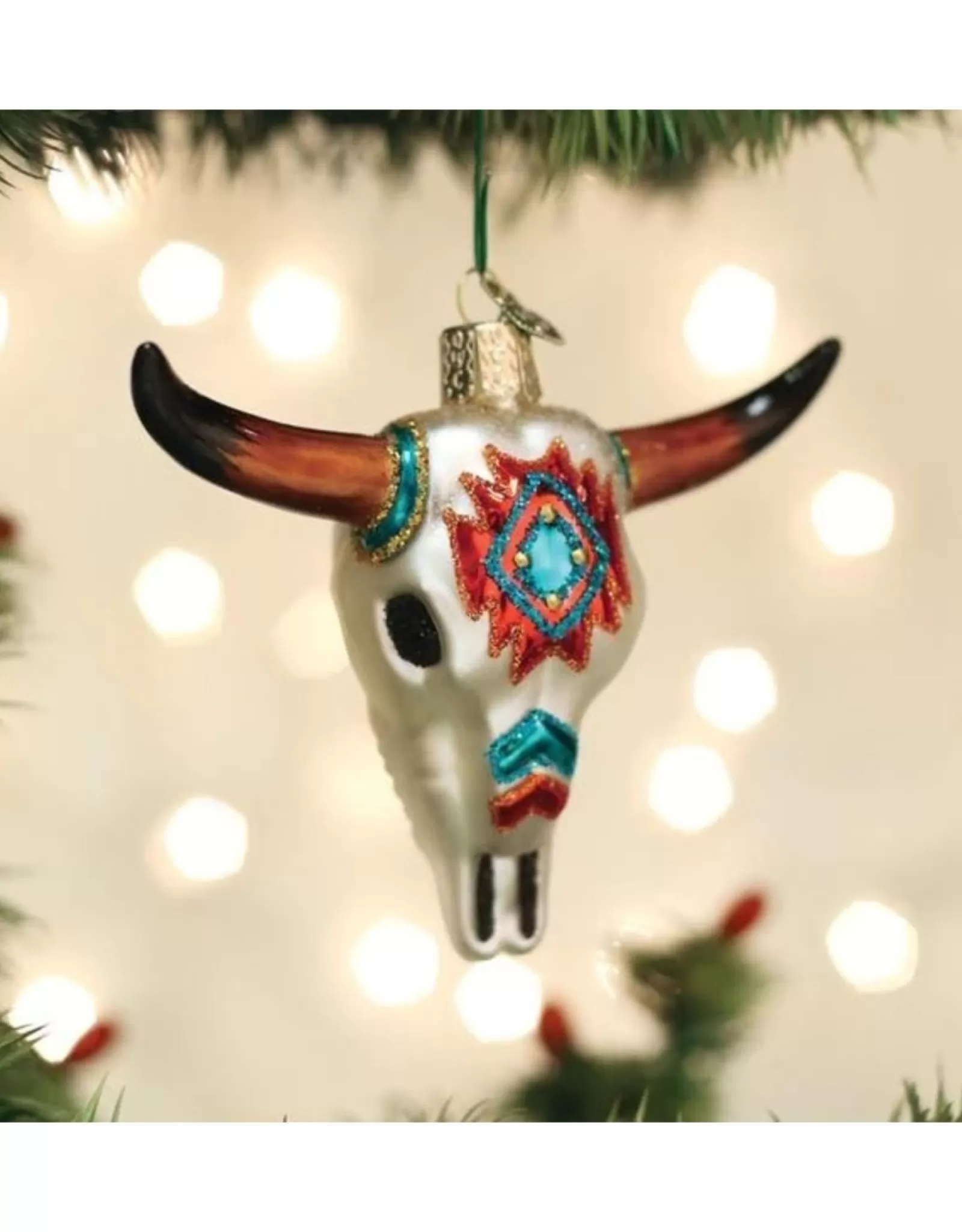 Décor de Noël Bohème - Crâne de Taureau Décoratif en Style Sud-Ouest pour Sapin, Création Artisanale à l'Esprit Western