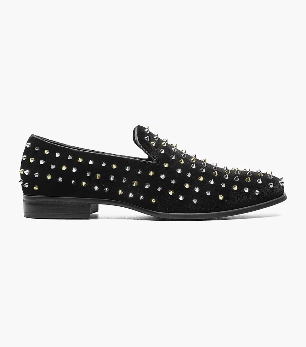 Élégantes Chaussures Stacy Adams Spire - Noir Graphité avec Finitions Métallisées | Disponible en Exclusivité en Ligne