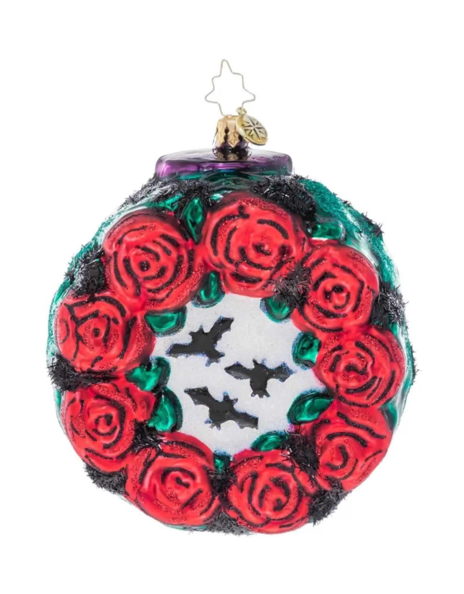 Couronne Fantôme en Crânes Étoilés - Créations Radko pour Décorations Festives d'Halloween