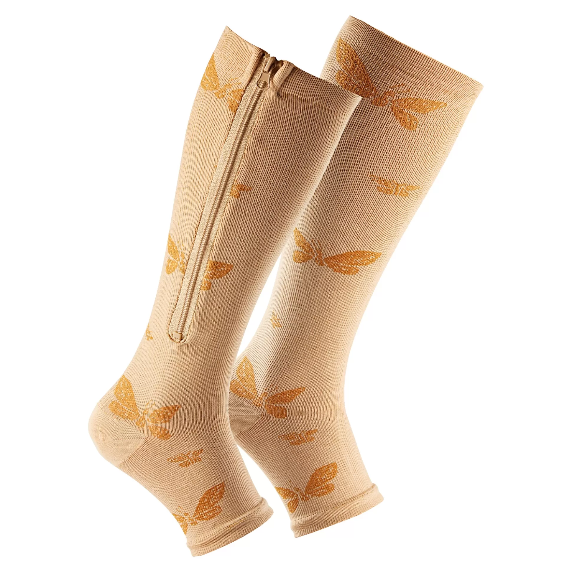 Bas de Compression Élégants avec Broderies Papillons - Paire Unique pour Confort Optimal (Taille Universelle)