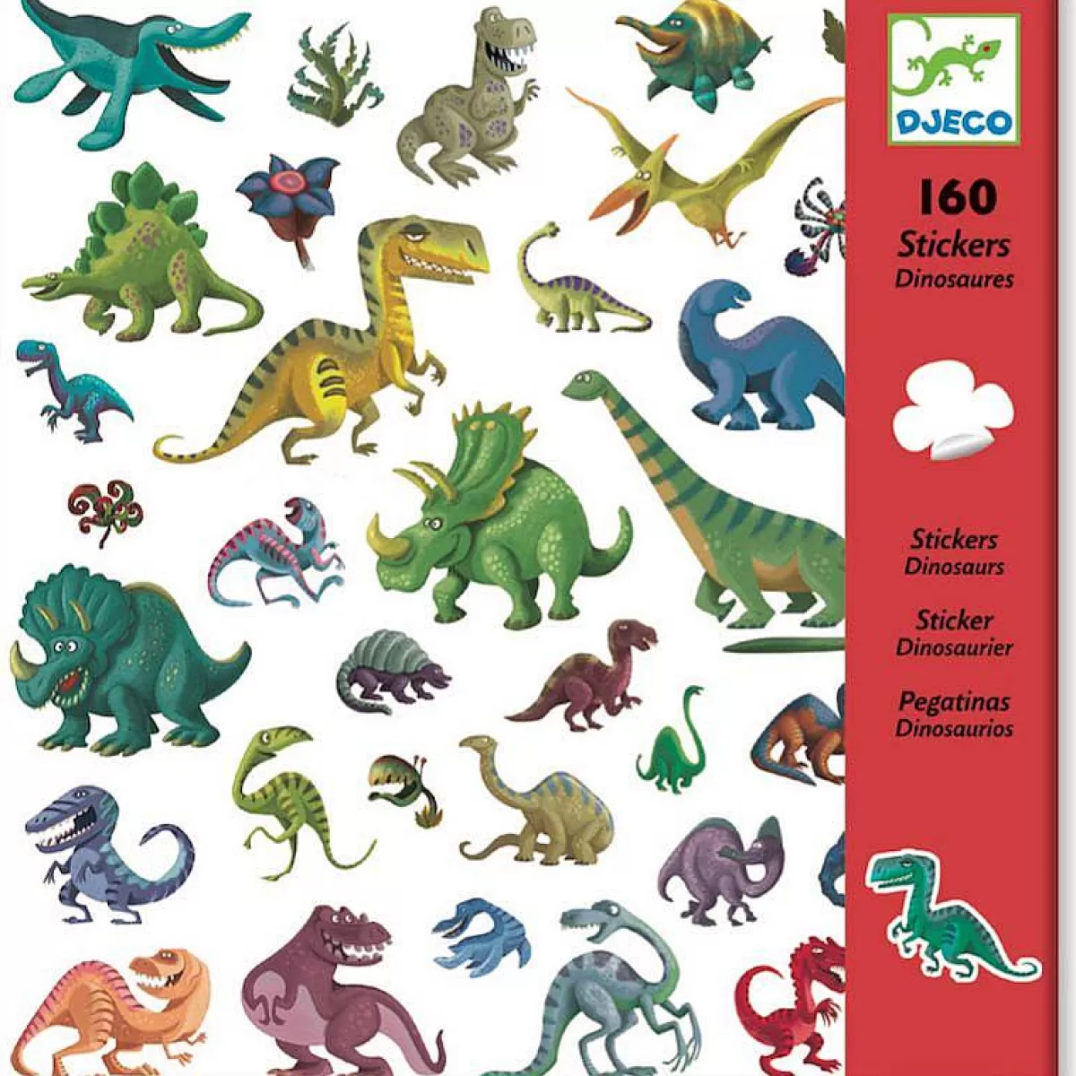Djeco - Kit Créatif Dinosaures avec 160 Autocollants pour Enfants 4-8 Ans - Collection Exclusivité